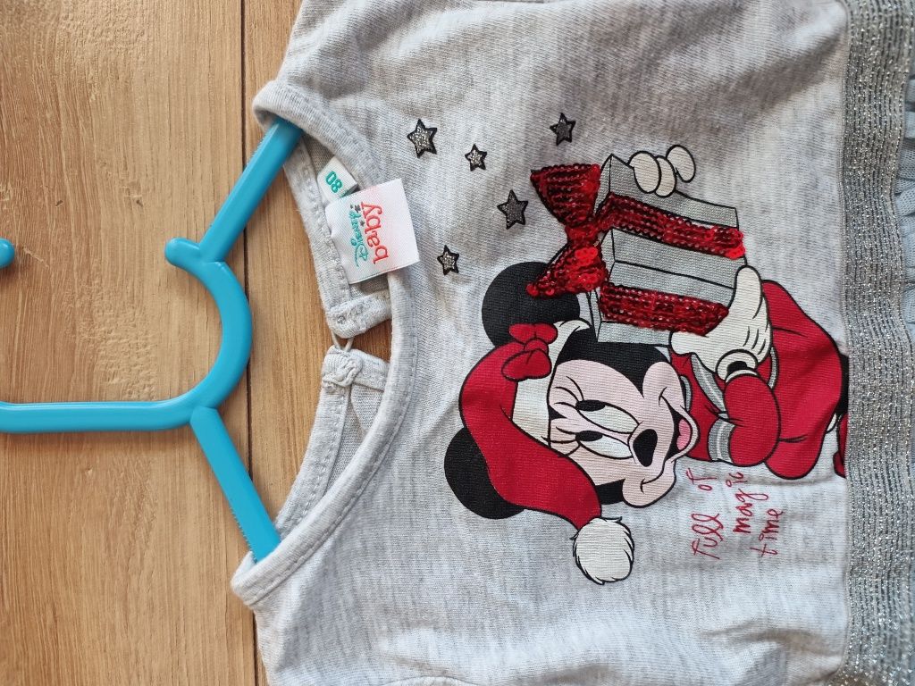 świąteczna szara sukienka Disney z Myszką Mickey rozmiar 80