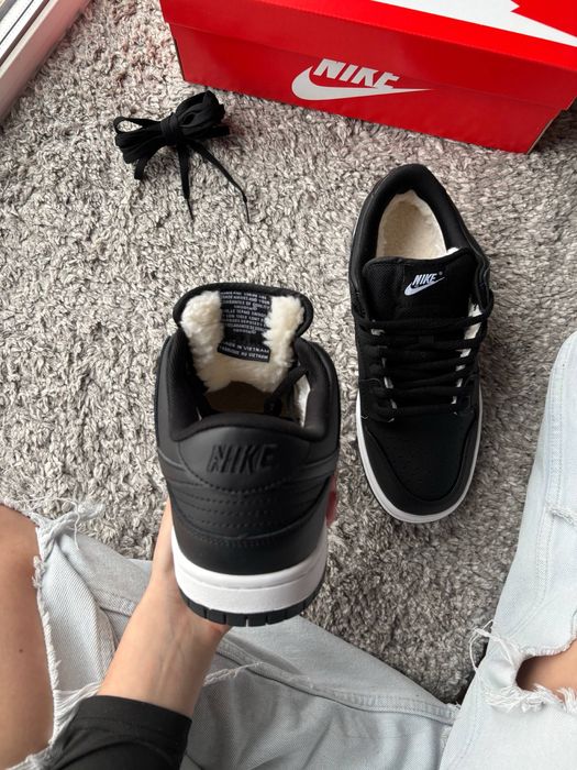 Nike Dunk Low Black White ХУТРО