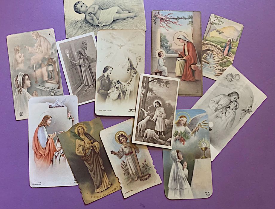 COLEÇÃO DE 50 PAGELAS RELIGIOSAS anos 47/48/49 com dedicatórias