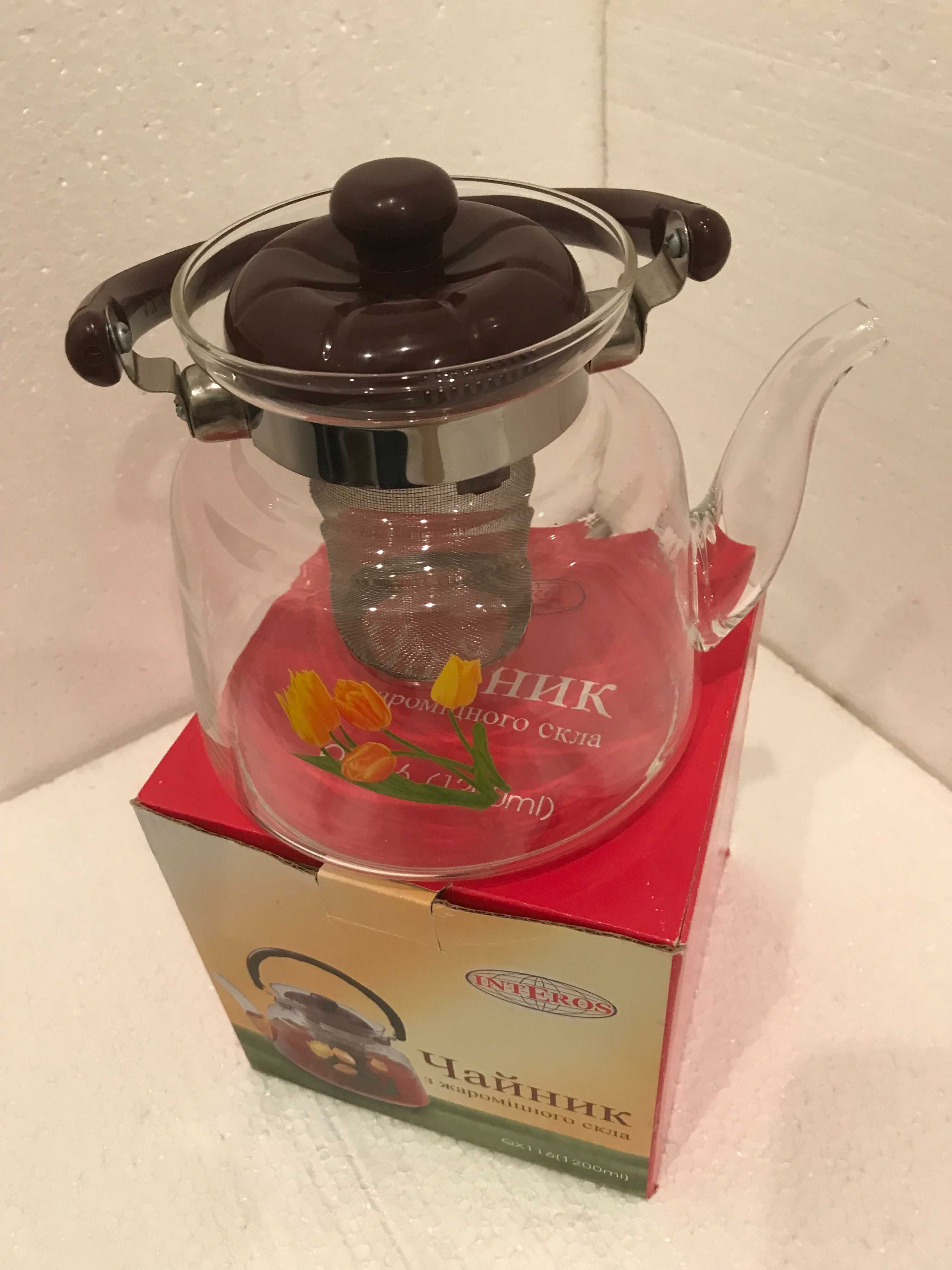 Продам стеклянный заварочный чайник Interos