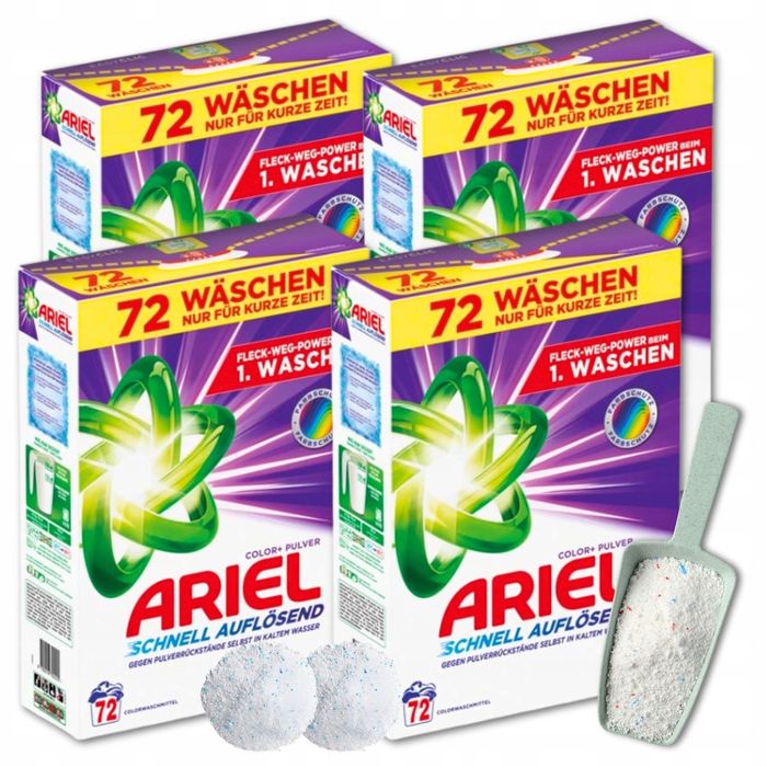 16KG ARIEL PROSZEK do Prania Kolorów 4x72 Prania Niemiecki Oryginalny