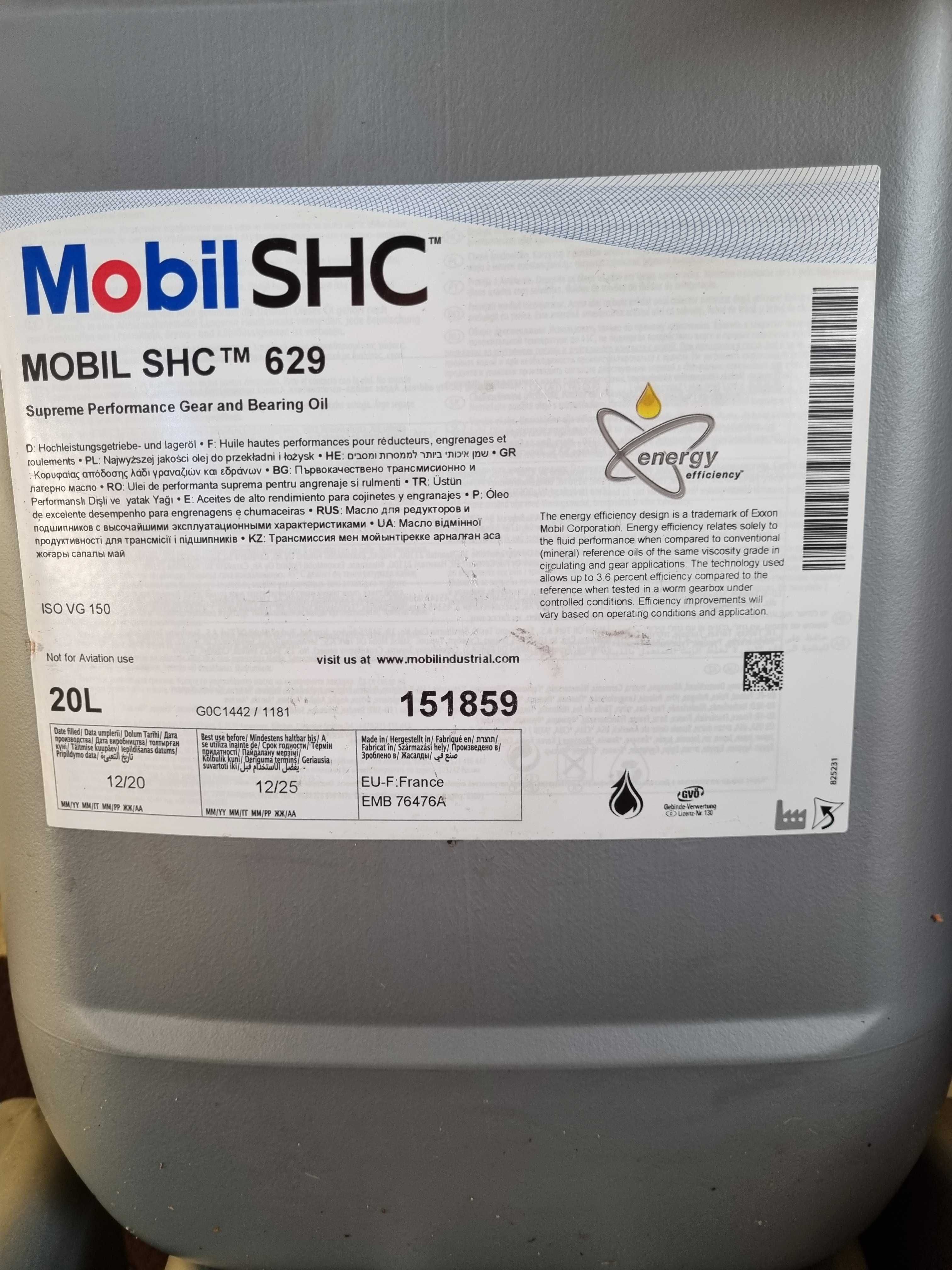 Olej MOBIL SHC 629  i gear 220 cena za 1 bańke oleju