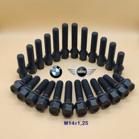 Удлиненные чёрные болты М14х1,25 для проставок БМВ Длинные болты BMW