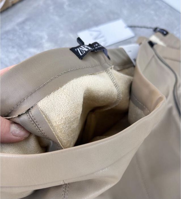 НОВІ! Лосіни, штани шкіряні (екошкіра), zara. Чорні та бежеві