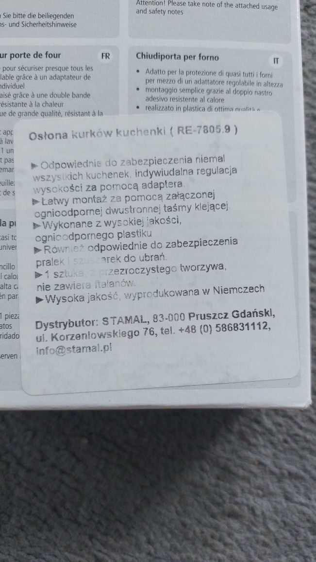 Osłona na piekarnik lub kurków kuchenki REER