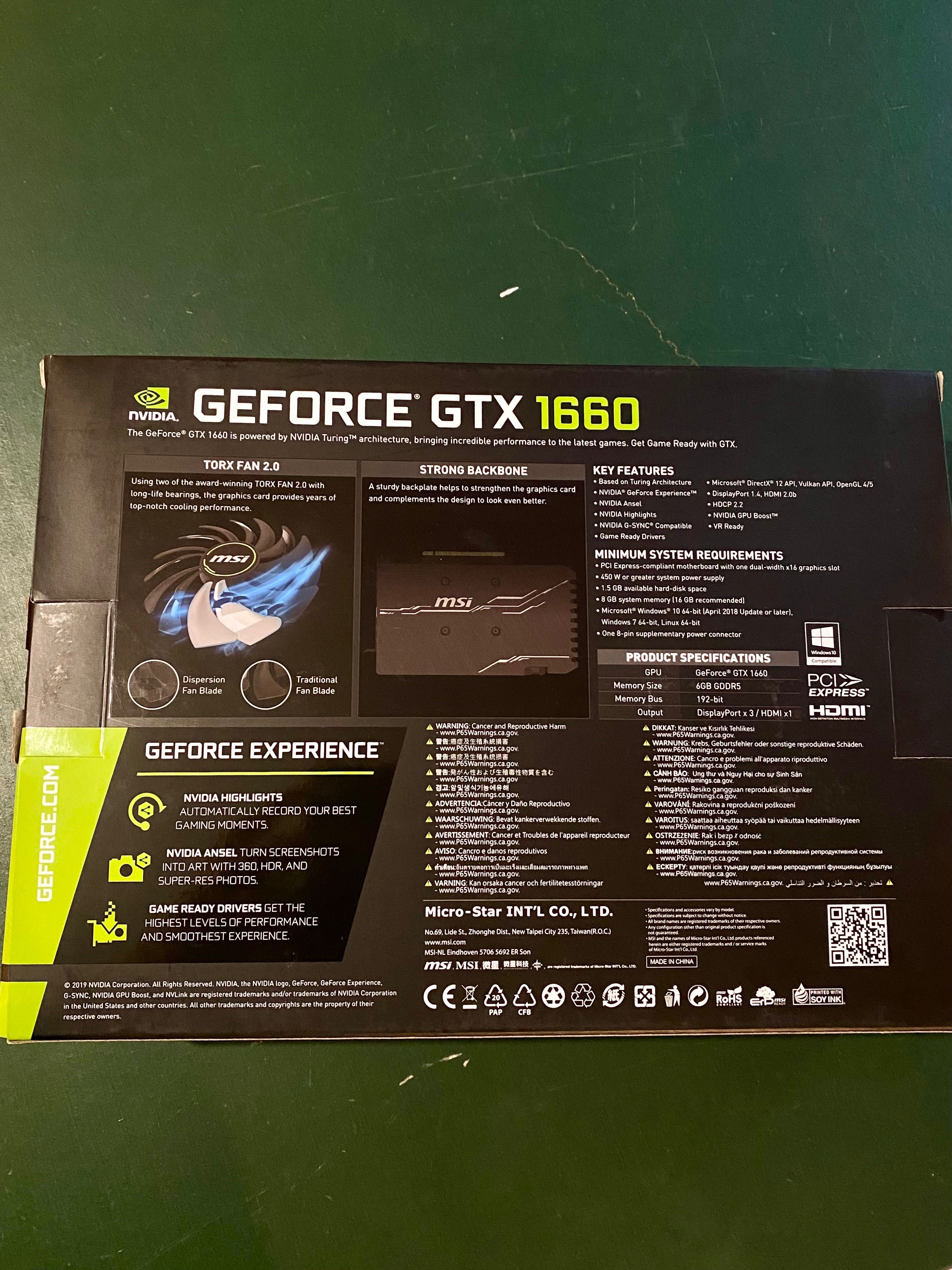 Placa Gráfica MSI GeForce GTX 1660 SUPER Ventus (NVIDIA - 6 GB GDDR5)