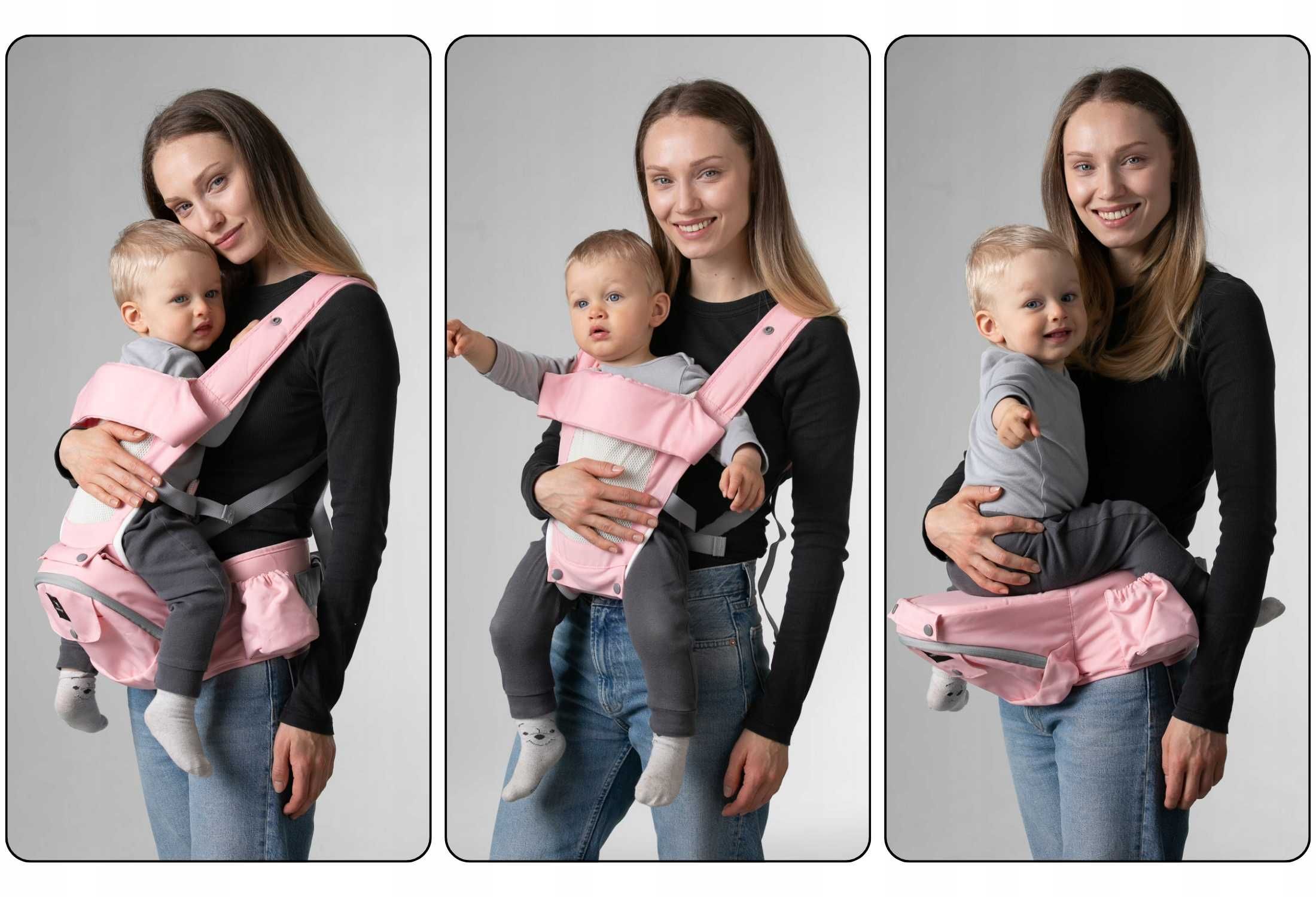 Ergonomiczne Nosidełko biodrowe dla Dziecka 9w1 w kolorze różowym