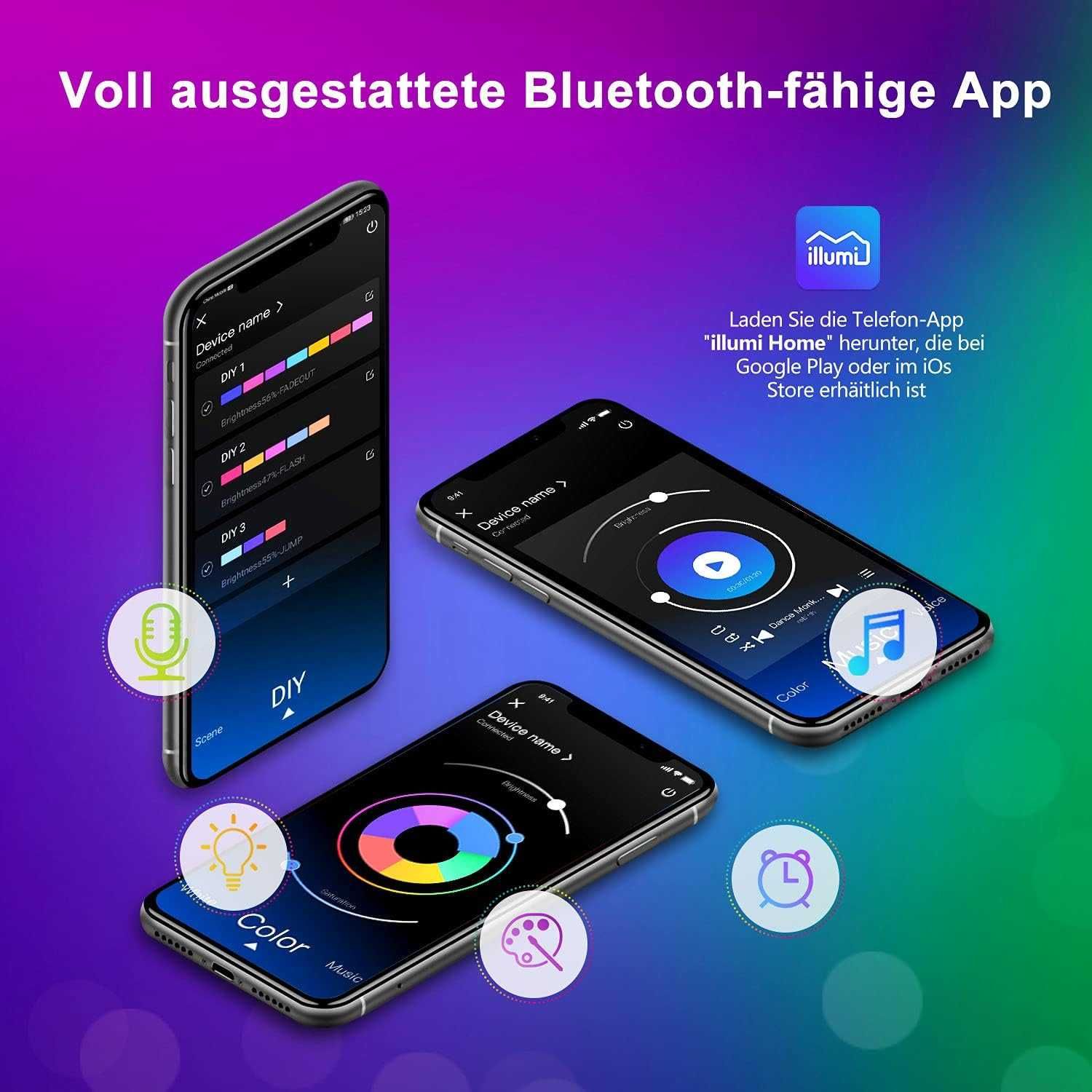 Taśma LED 15 m Bluetooth RGB LED SYNCHRONIZACJA z Muzyką PILOT