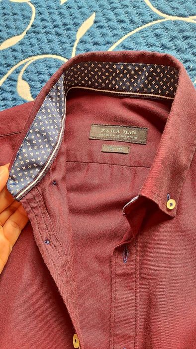 Camisa Bordeaux Homem Zara | Tamanho S | Slim Fit [Usada uma vez]