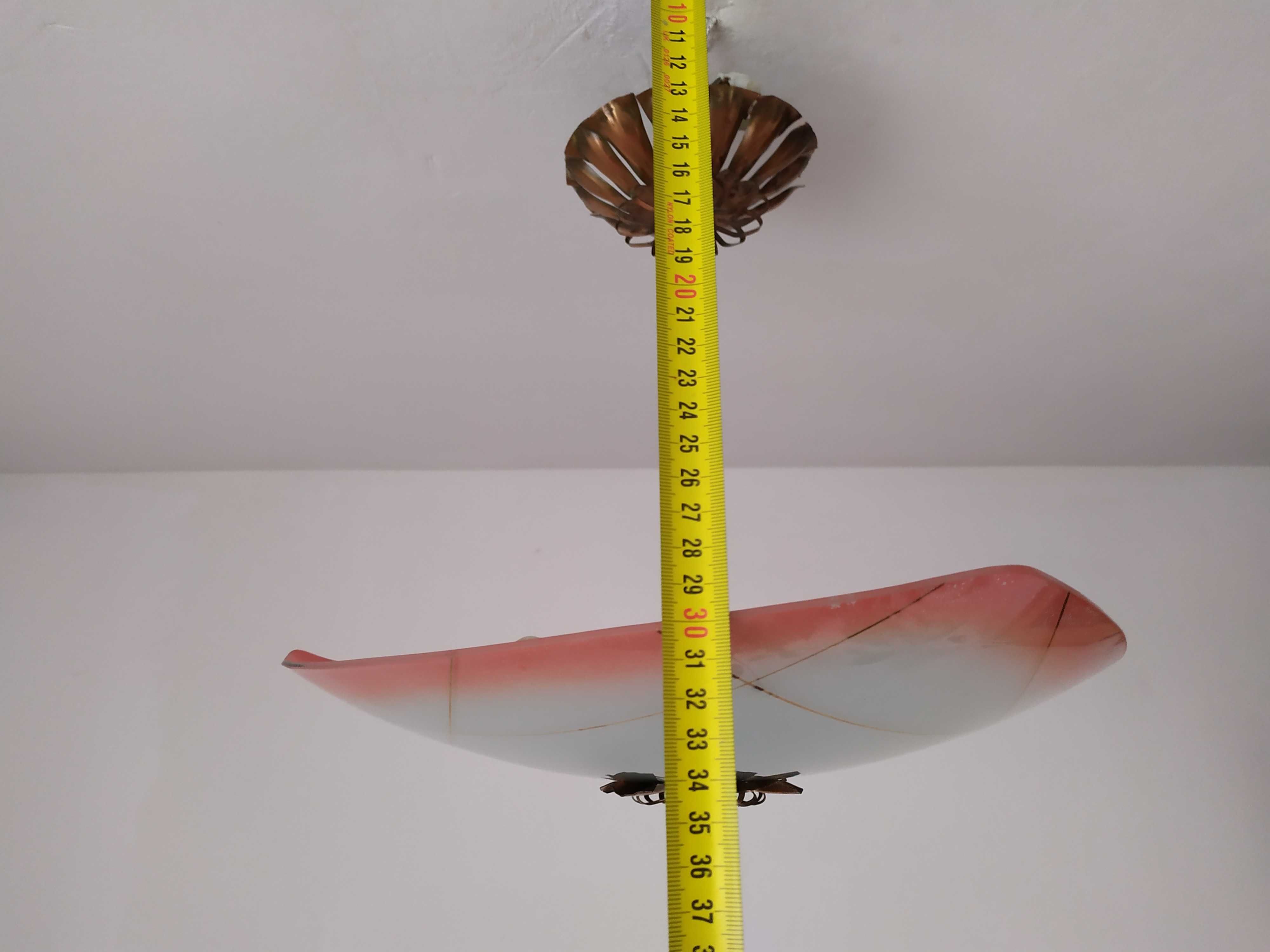 Interesująca lampa z czasów PRL-u fantastyczna pamiątka, szklany klosz