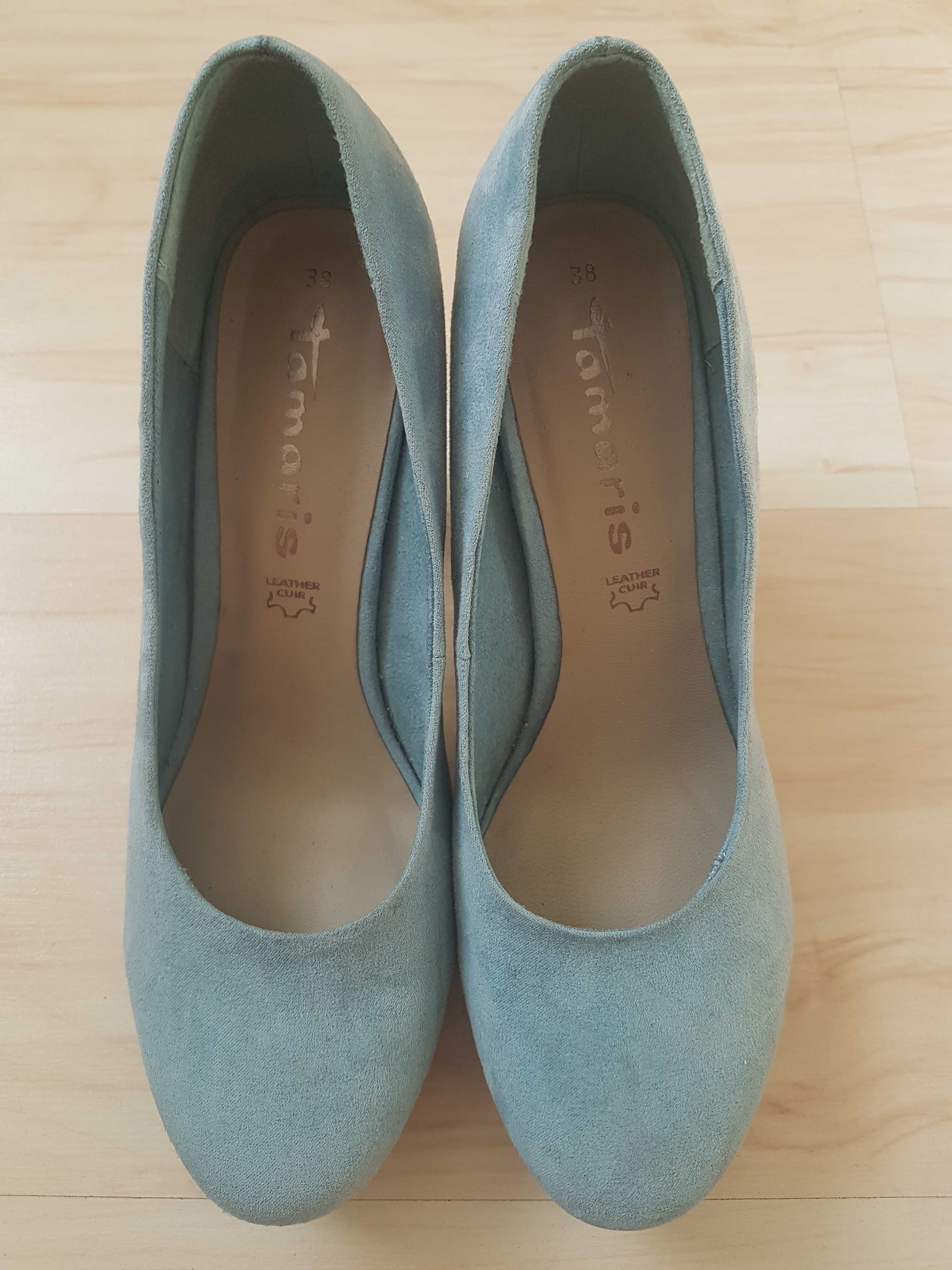 Buty - obcas rozmiar 38 kolor błękitny