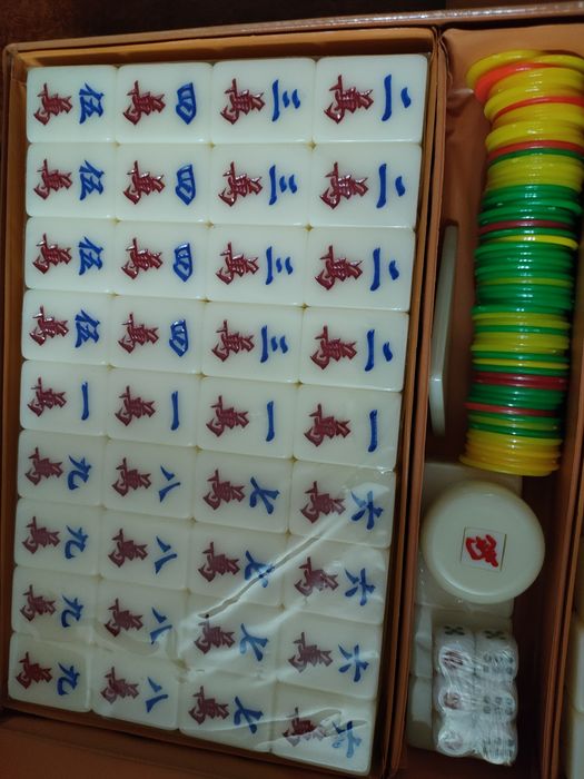 Conjunto Mahjong completo, chinês 144 peças Novo peças normais