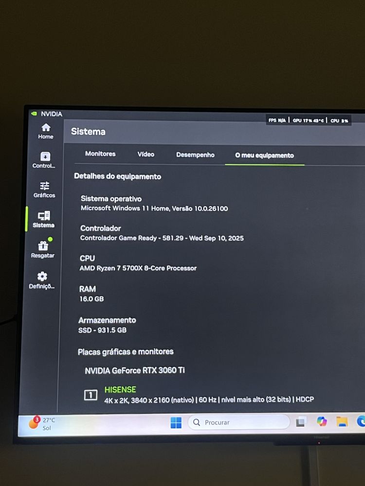 Pc Gamer Ryzen7 + Rtx 3060Ti + 16gb + 1tbM2