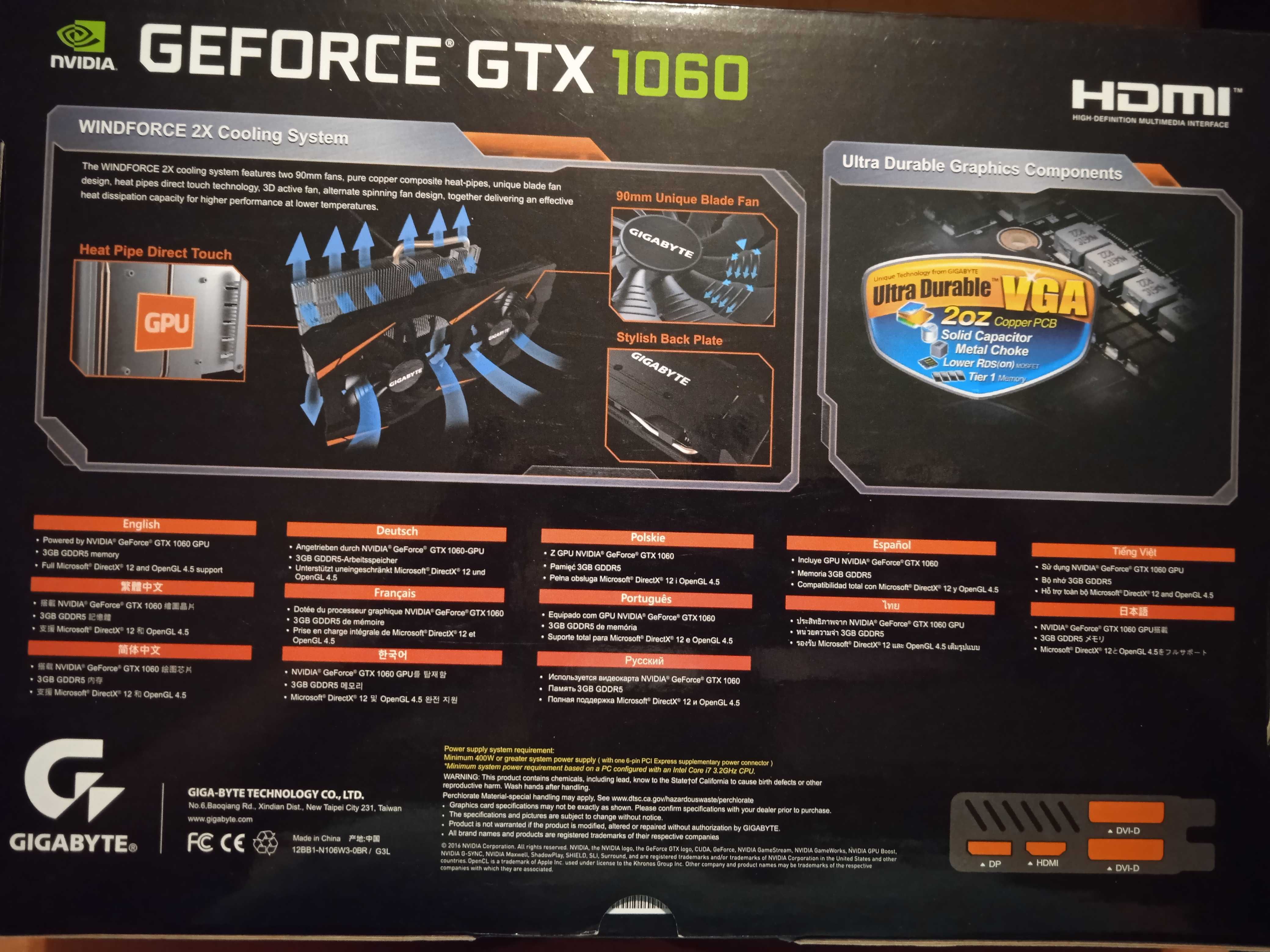 Karta graficzna Gigabyte GTX 1060 WindForce OC 3 GB