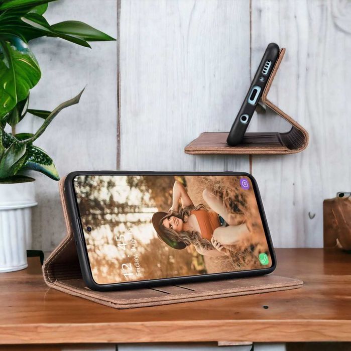 Etui zamykane z kieszonką Redmi Note 8 Pro - brąz CaseMe Ekskluzywne