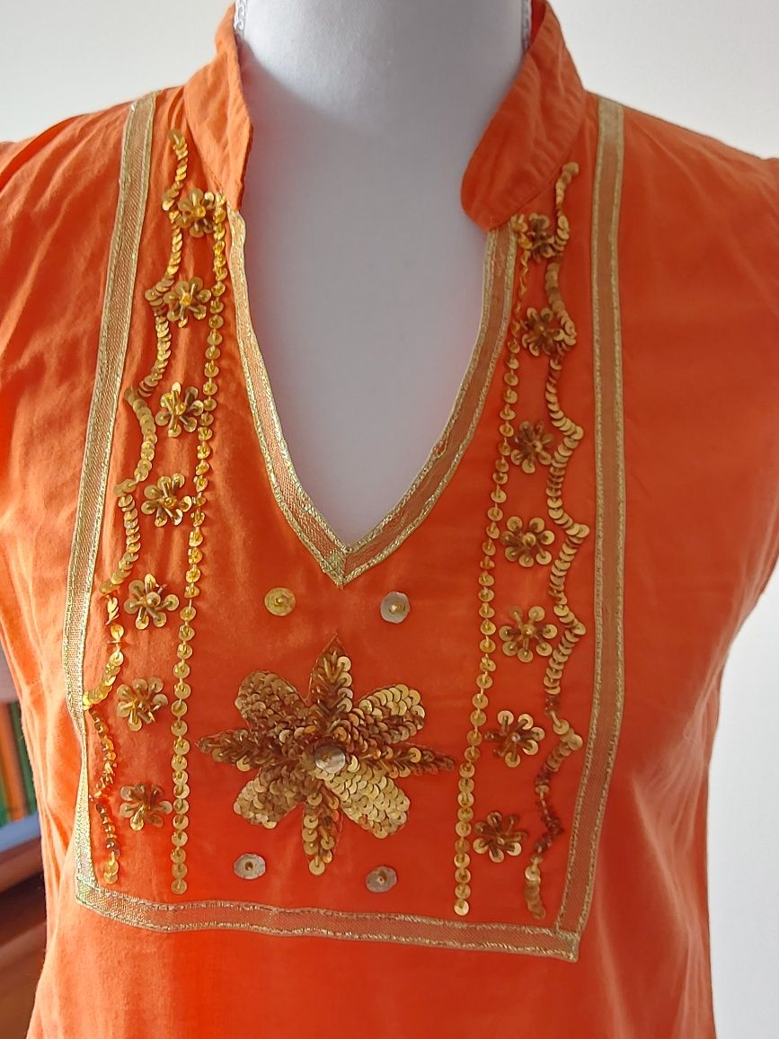 Blusa / Túnica da Lulabay Laranja e Dourado
