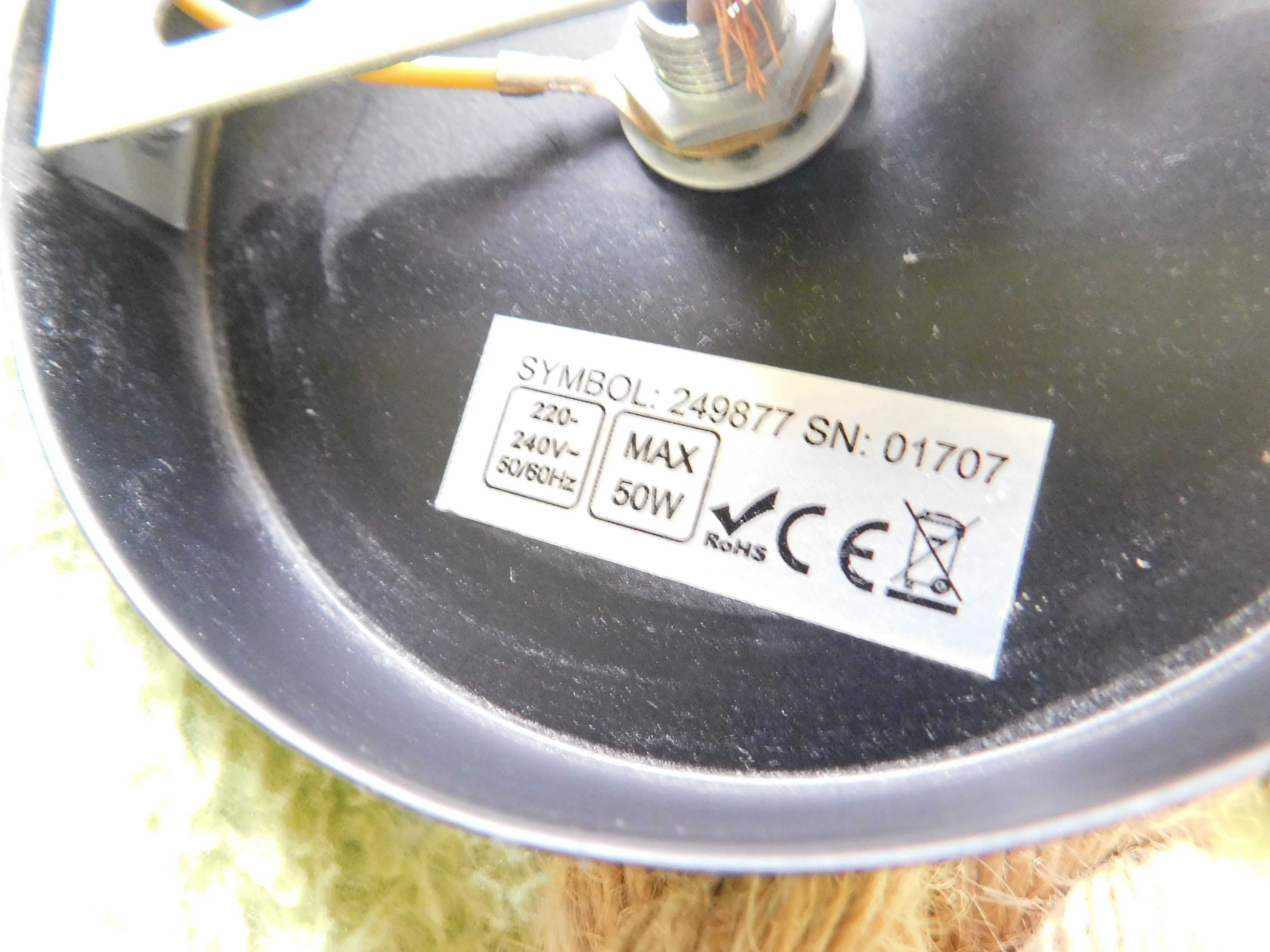 Oprawa zwieszana 1xE27 sznur jutowy konopny 1,5m - 249877