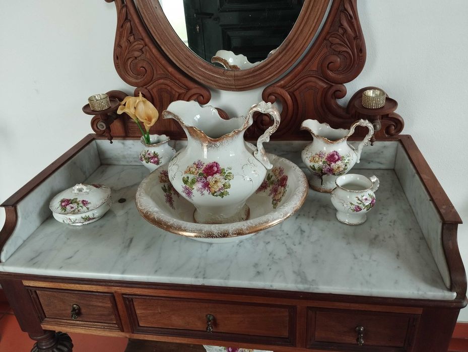 Conjunto Loiça Lavatório Antigo W M Co porcelain