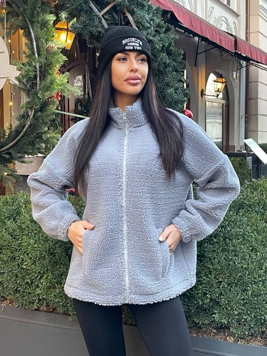 Тепла жіноча кофта Teddy oversize, бомбер тедди