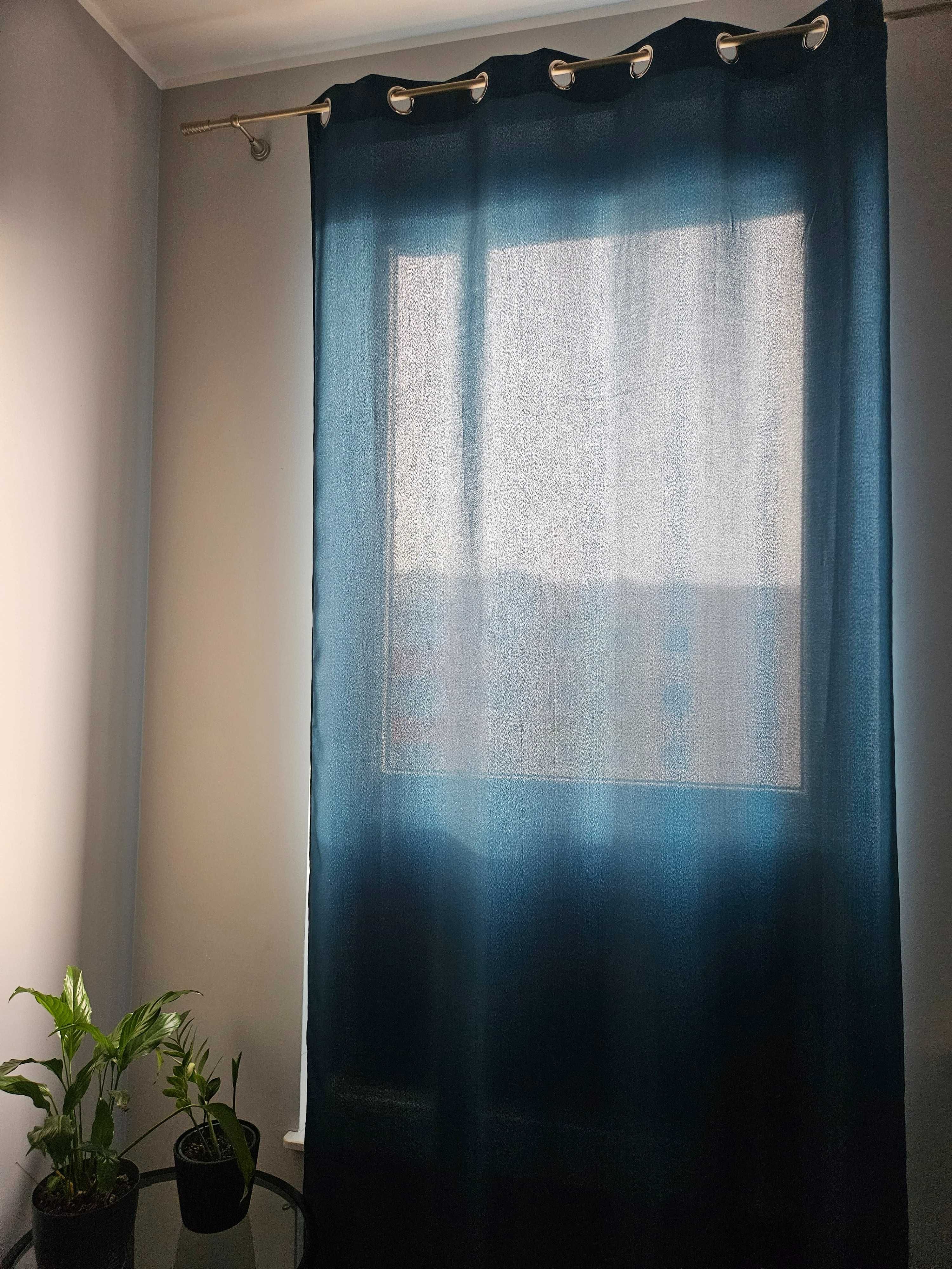 Zasłona 2 sztuki na okno szmaragd morskie 140 x 250 cm przelotki