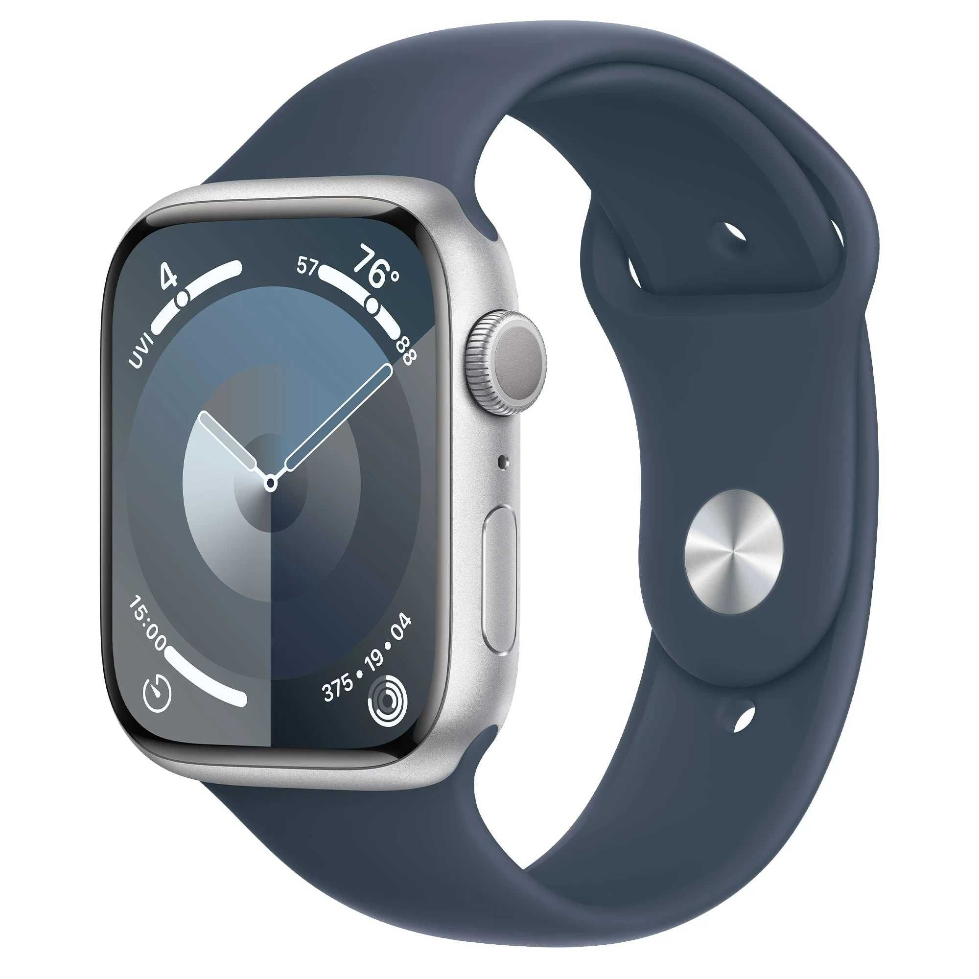 Apple Watch 9 45 Silver Alu. Case w. Storm Blue S. Band - M/L (MR9E3)