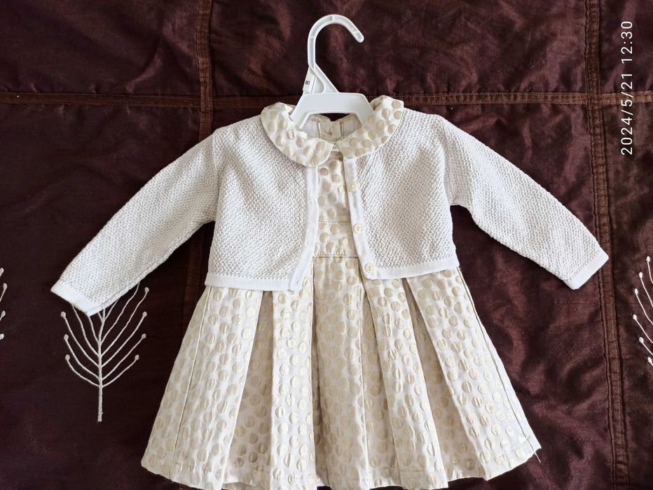 zestaw sukienka sukieneczka bolerko dla dziewczynki chrzest rozmiar 62