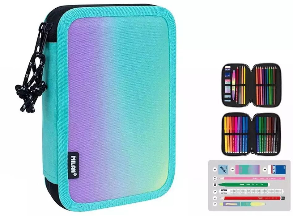 Piórnik 2 poz. z wyposażeniem Sunset zielony MILAN. Milan