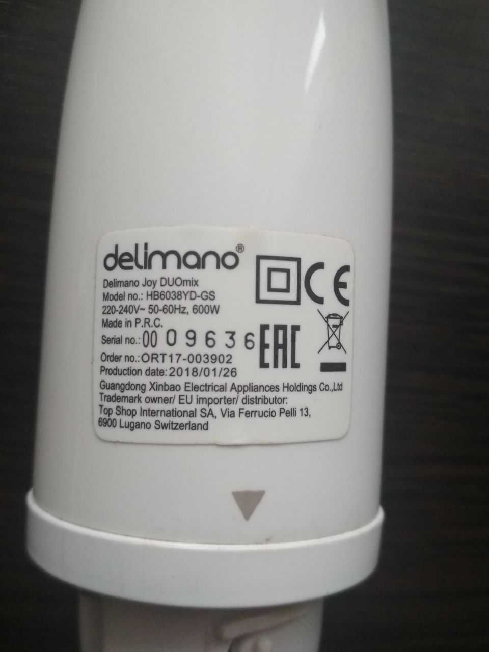 Блендер Delimano Joy Duomix HB6038YD-GS працює