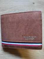 Męski Damski matowy portfel skórzany PU w kolorze beżowym