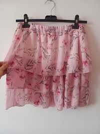 Genialna jak nowa letnia spódniczka różowa mini w kwiaty falbany