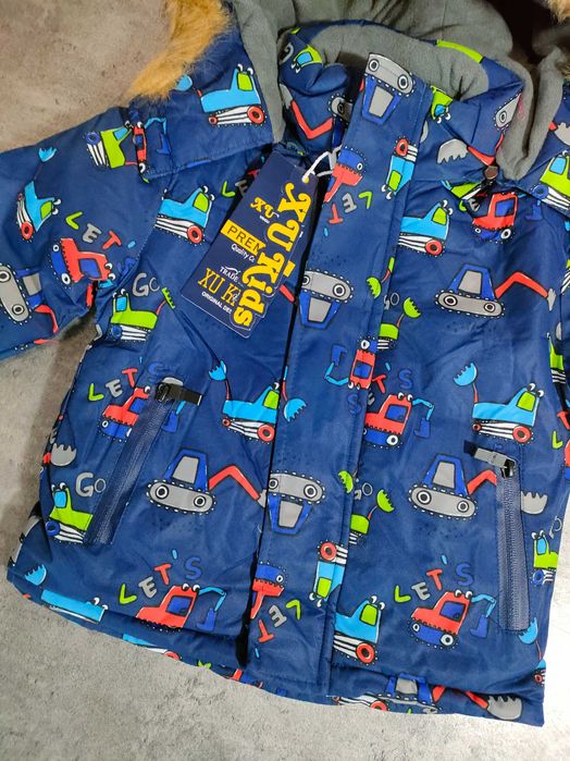 Kurtka zimowa chłopięca pojazdy 98