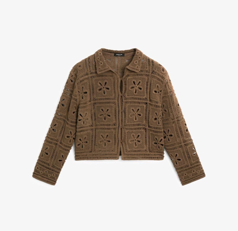 Brązowy Kardigan Massimo Dutti kwiaty viral