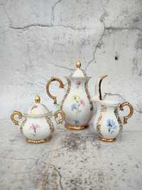Garnitur Stołowy - stara porcelana - Grubo złocona- vintage -
