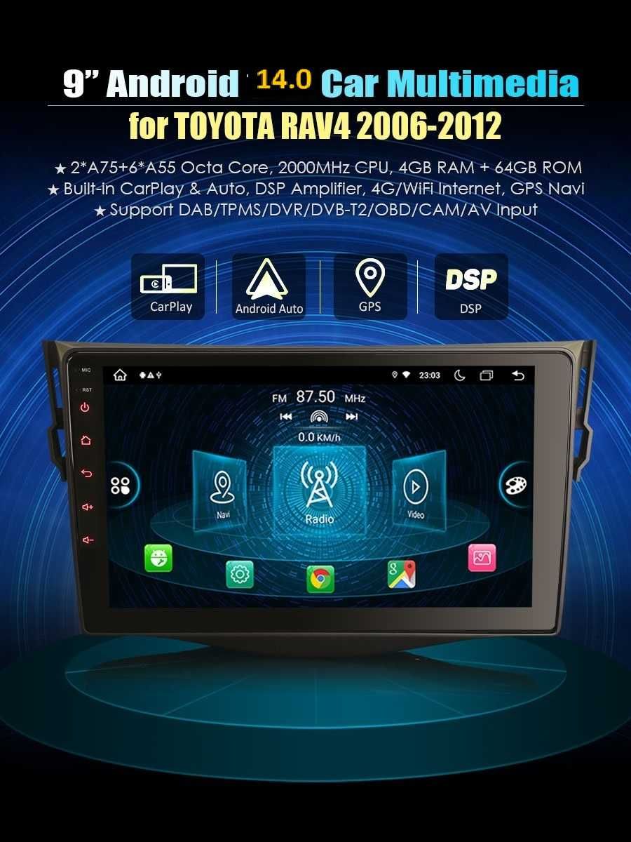 Auto-rádio 2 din Android 14 Alfa Romeo/Toyota/Skoda/Passat