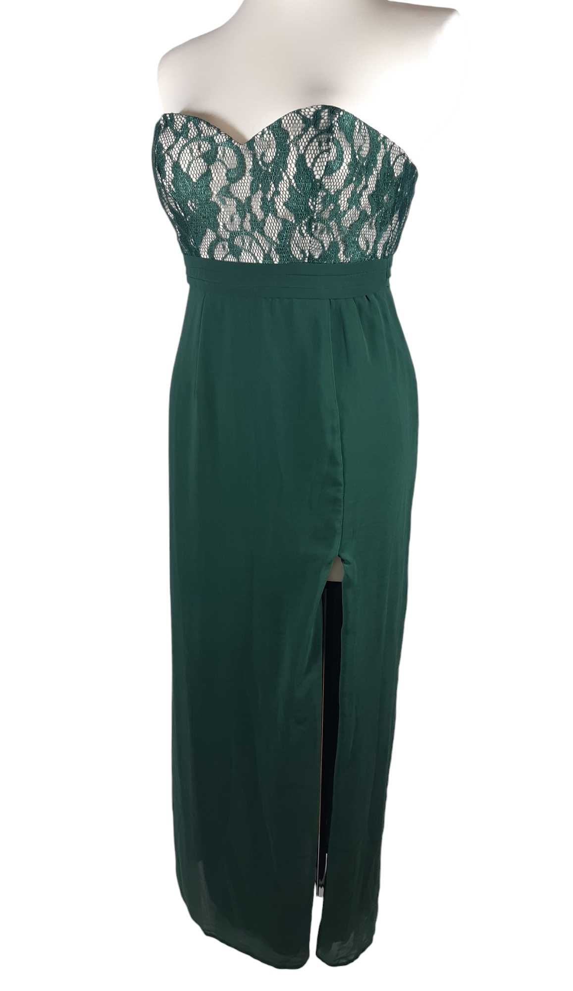 Nowa elegancka zielona wieczorowa długa sukienka Elise Ryan 38,M/40,L