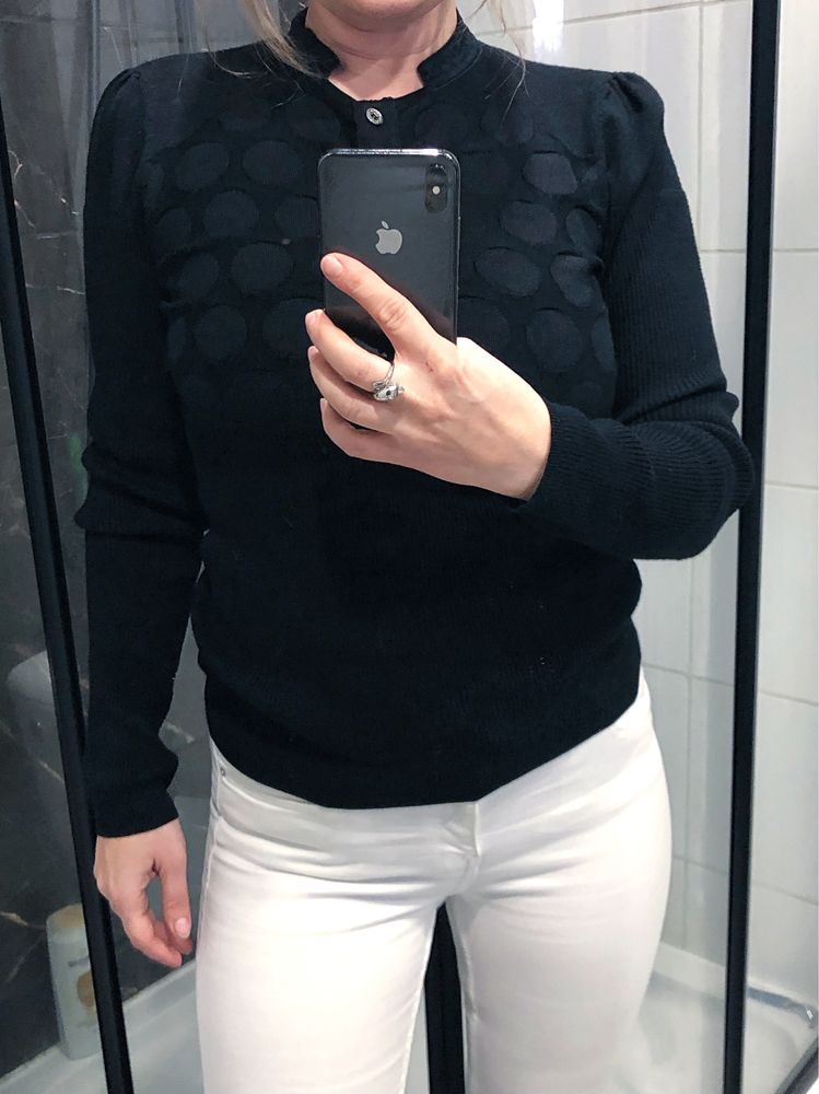 Karen Millen Damski sweter prążkowany z wiskozy z jedwabiem