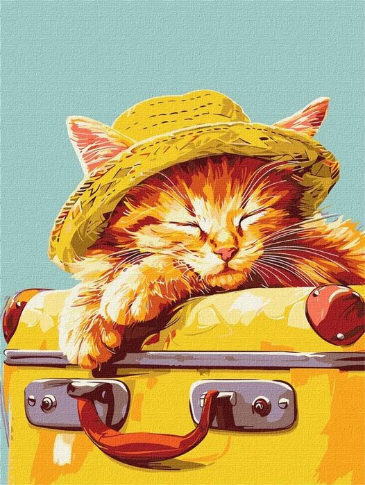 Malowanie po numerach - Śpiący kotek 30x40cm Ideyka ,307x409 mm