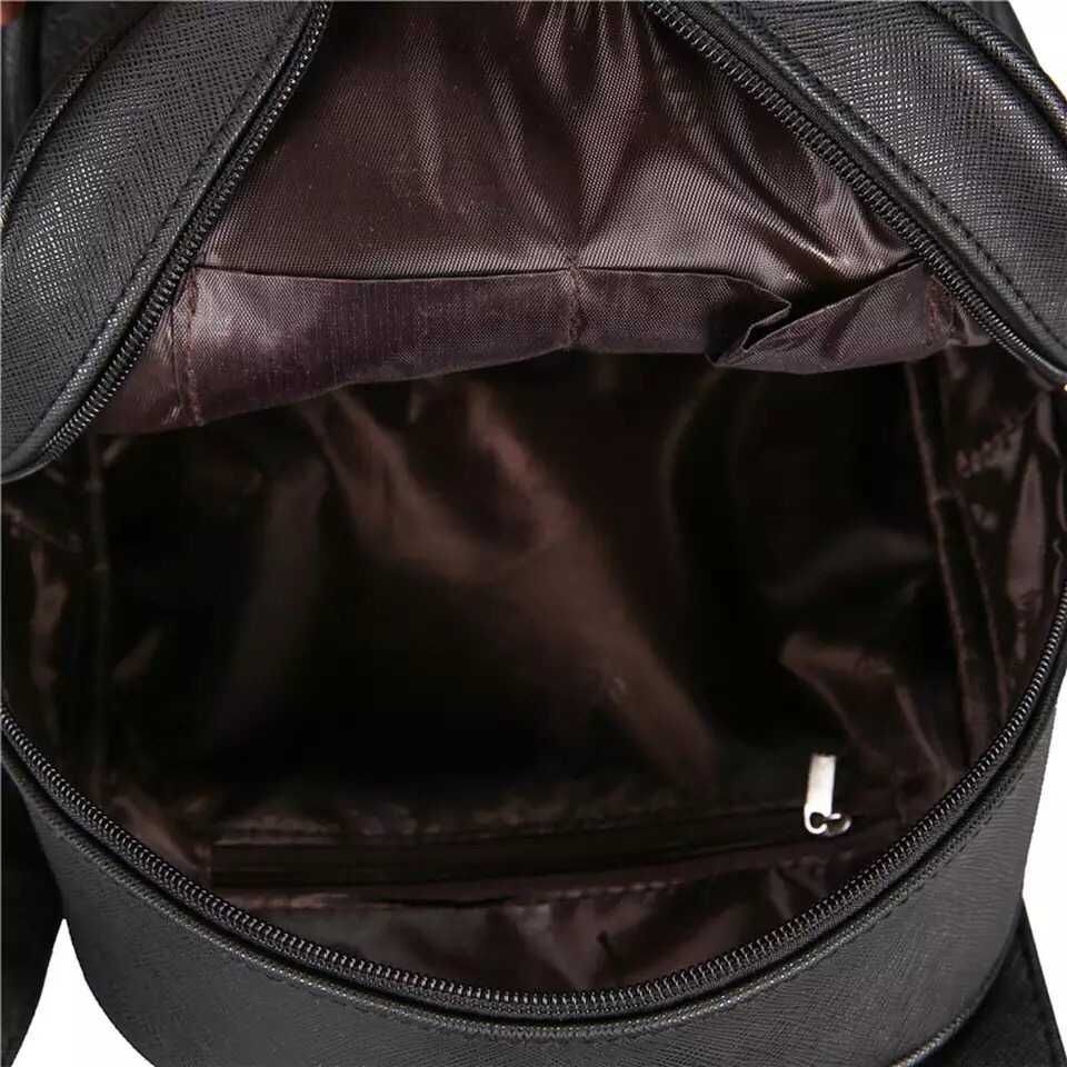 Жіночий чорний женский небольшой кожаный рюкзак ранец сумка
