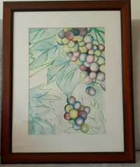 Pintura a aguarela titulo "uvas"