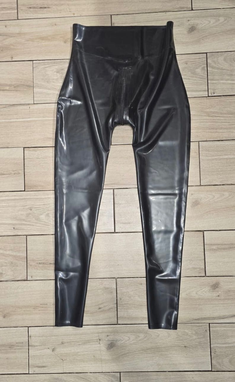931/ ODRĘKI M getry legginsy spodnie latex lateks CHLOROWANY czarne