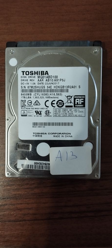 Жесткий диск с ноутбука Toshiba MQ01ABF050 1Tb