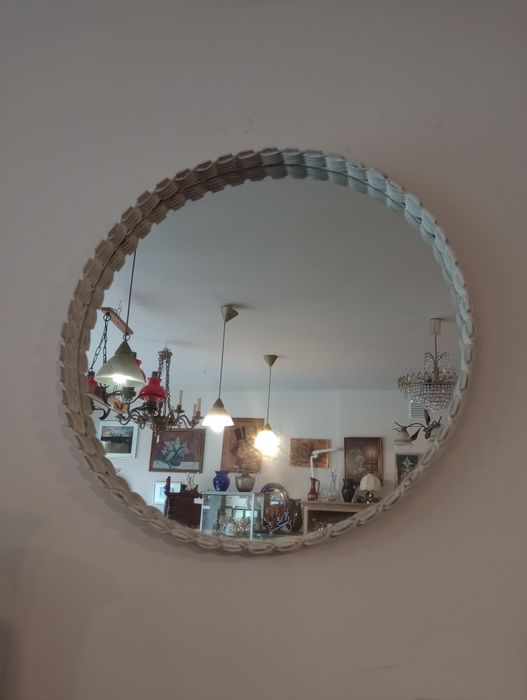 Piękne stare okrągłe lustro Loft