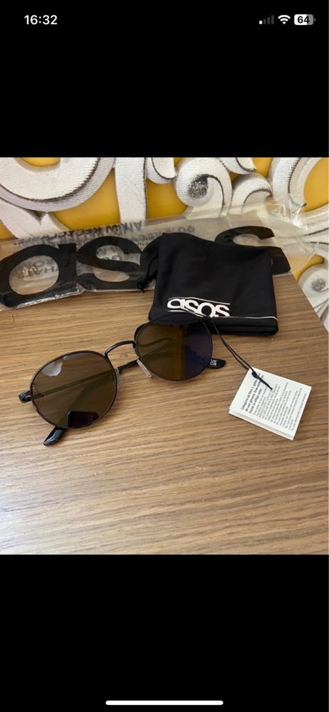 Czarne Okrągłe okulary przeciwsłoneczne Asos