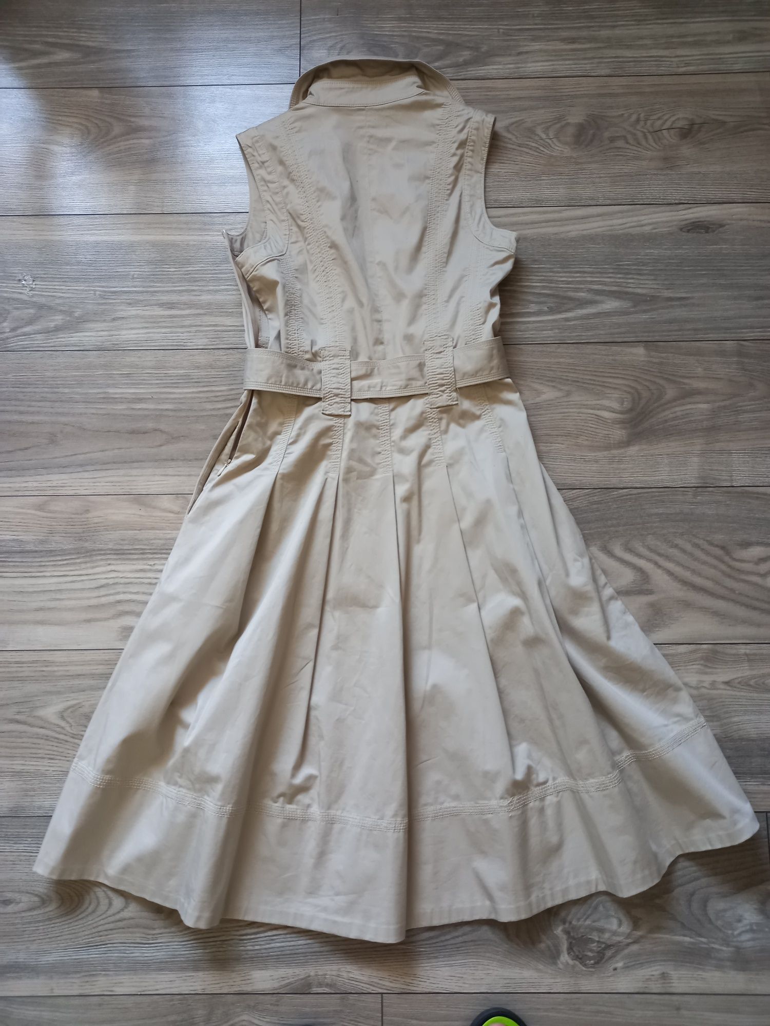 ZARA BASIC 36/ S śliczna letnia sukienka jasny beż /bawełna