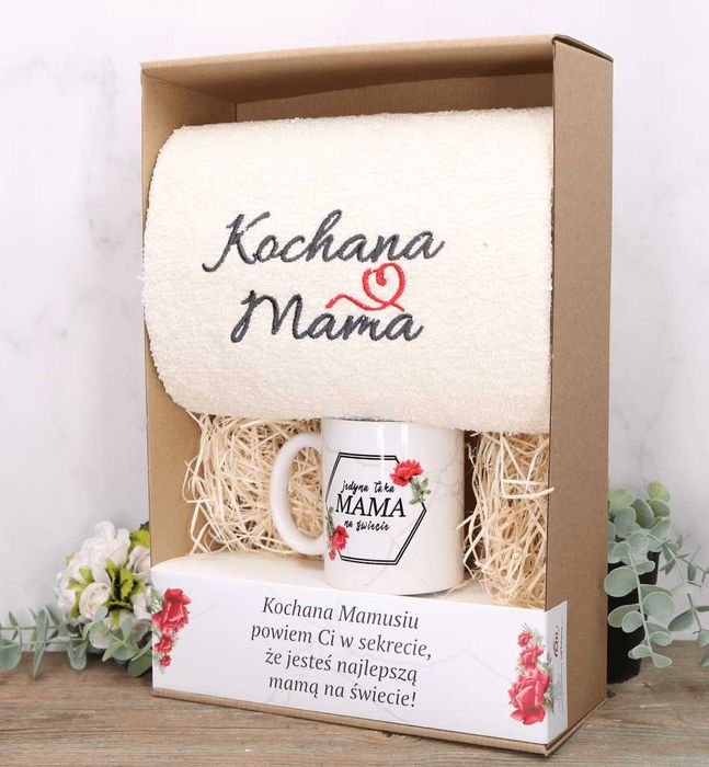 Zestaw prezentowy dla Mamy kubek + ręcznik gotowy prezent