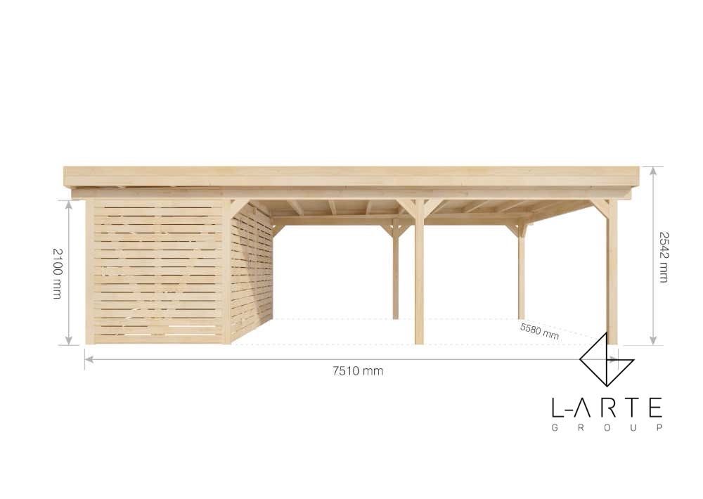 SOBO II  Wiata carport + schowek narzędziowy 800x600 cm