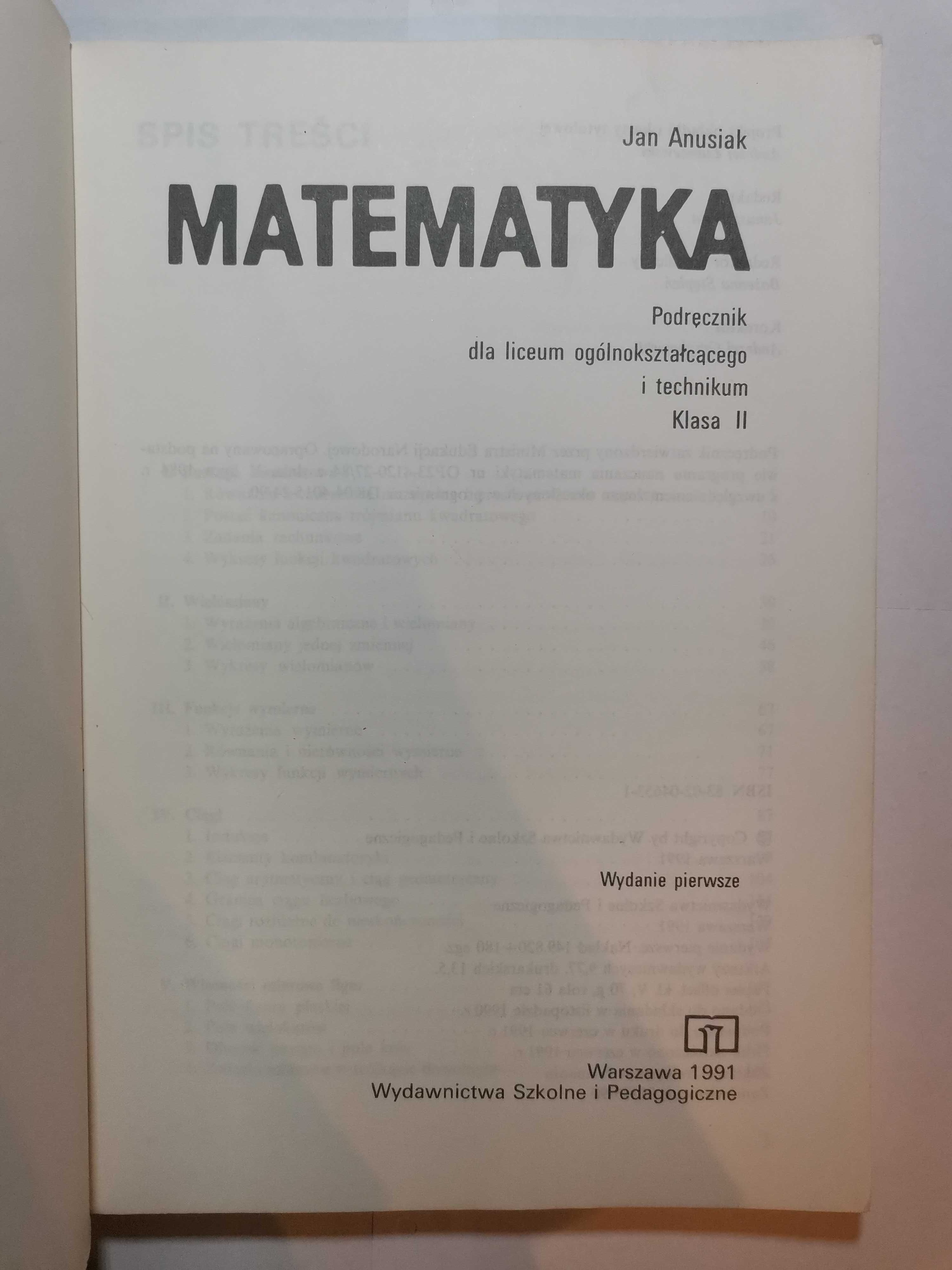 Matematyka 2, Jan Anusiak