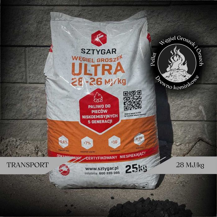 Węgiel Groszek SZTYGAR ULTRA 28MJ HURT/DETAL workowany transport