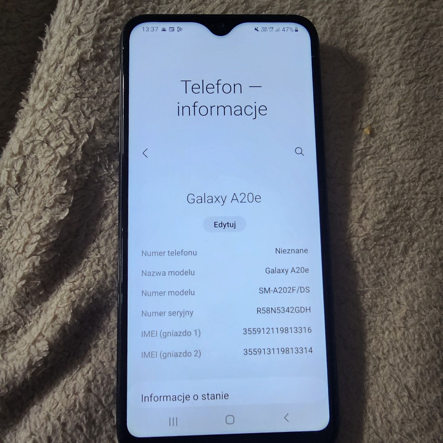 Samsung galaxy A20 e