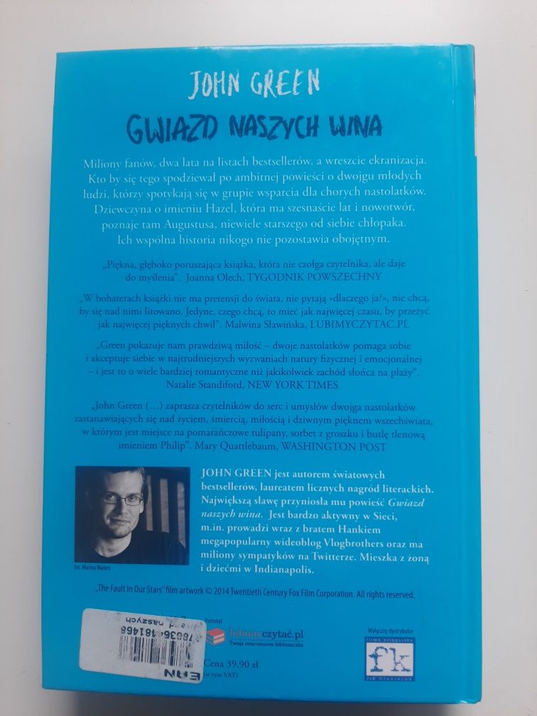 John Green " Gwiazd naszych wina " książka